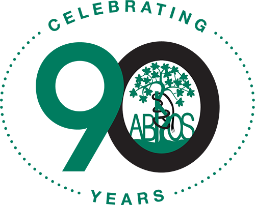 American Board of Orthopaedic Surgery tree-with-rope logo inside the number 90, which is encircled by the words 